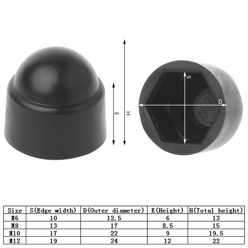 10Pcs M6 M8 M10 M12 Bolt Nut Dome Protection Cap Covers Exposed Hexagon Plastic
