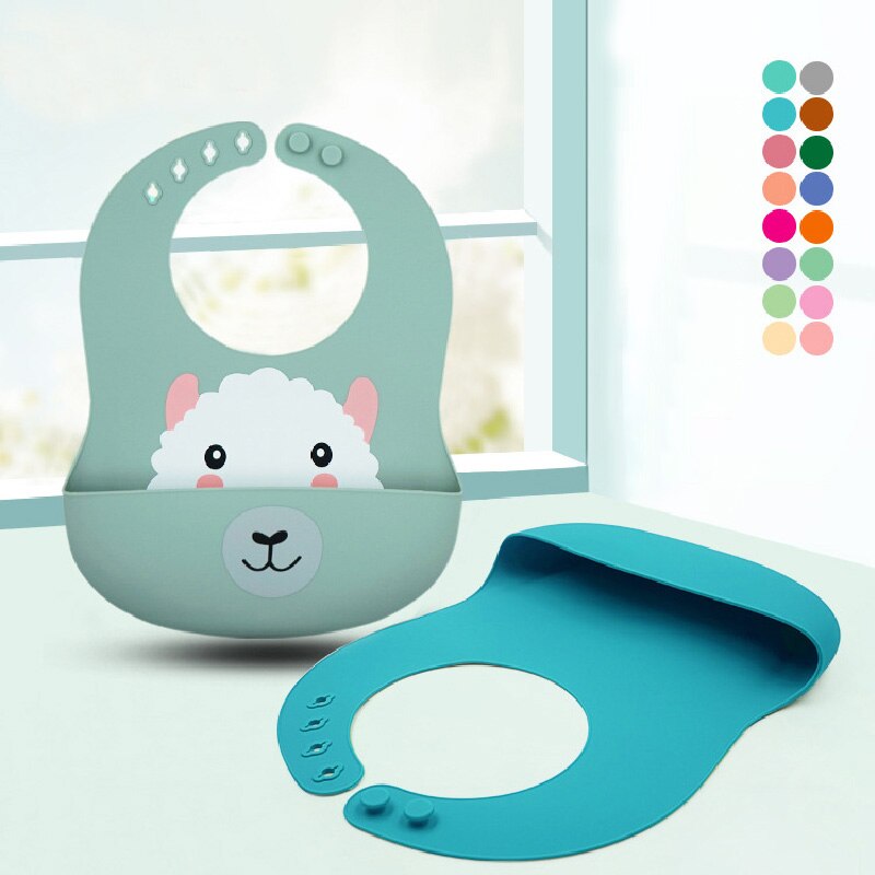 Zachte Siliconen Babi Bib Waterdicht Baby Slabbetjes Leuke Cartoon Gedrukt Kids Meisje Jongen Verstelbare Kinderen Bib Baby Lunch Feeding Stuff
