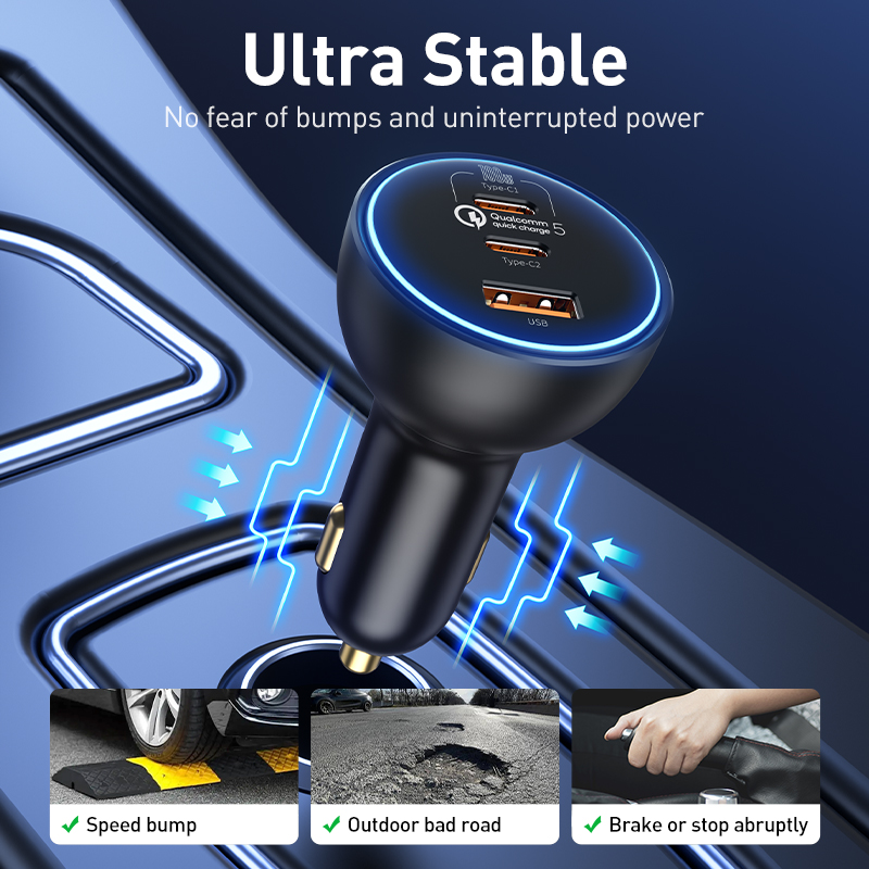 Baseus 160 W Autoladegerät QC 5.0 Schnellladung PPS PD3.0 USB Typ C Autotelefonladung für iPhone 13 14 15 Profi Laptops Tablets