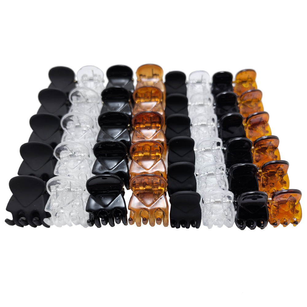 50 Stks/partij 1-1.5Cm Kleine Mini Haar Klauw Clips Zwart Bruin Doorzichtig Doorzichtig Plastic Clips Haarspeld Kids Haar Styling Klem Vrouwen
