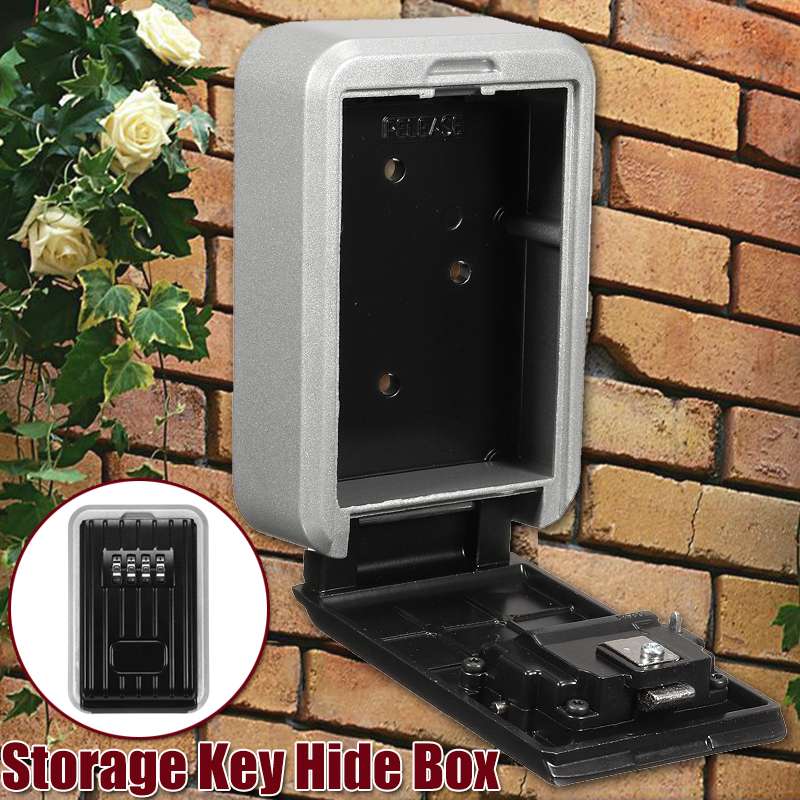 Sikkerhedsnøgle pengeskab udendørs nøgle lås boks aluminium vægmonteret vandtæt 4 -cifret kombinationsadgangskode