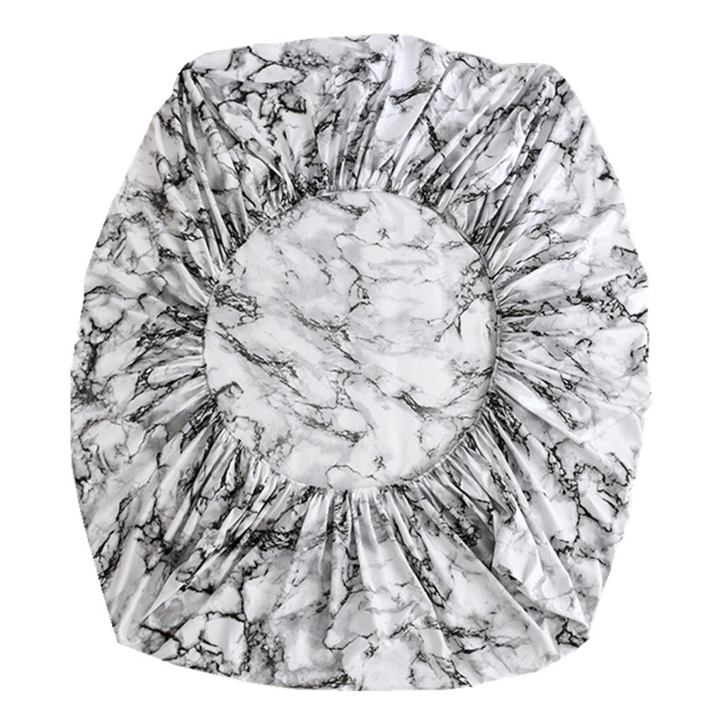 Djup ficka marmor stil inpassad lakan lakan sängöverdrag elastisk resistent skrynkla madrass inkapsling överdrag elastiskt sängkläder: Vit 180 x 200 x 35cm