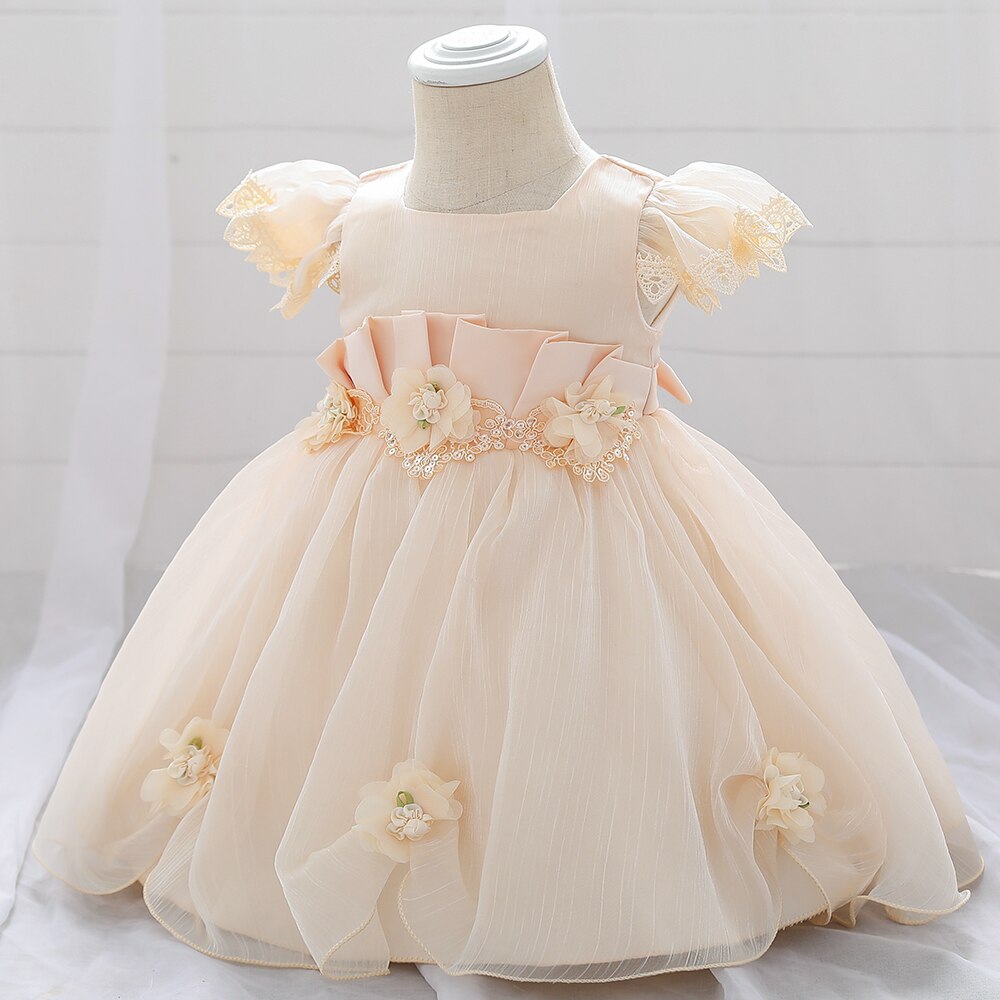 Flower Girl Dresses Birthday Dress for 1 Year Baby Girl Princess Dress Party and Wedding White Bridesmaid Dresses for Kids