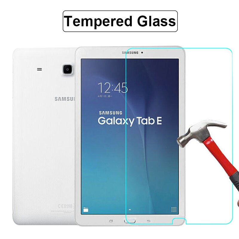 Funda de cuero PU para Samsung Tab E 9,6, SM-T560, para Galaxy Tab E 9,6, SM-T560, T561, SM-T560NU: Tempered Glass