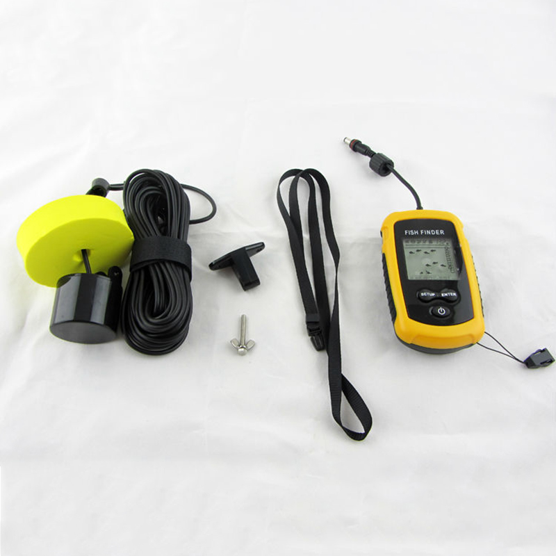 detector de peces portátil sonda Sonar de profundidad transductor de alarma Fishfinder 0,7-100m pesca eco Sounder con pantalla en inglés XNC