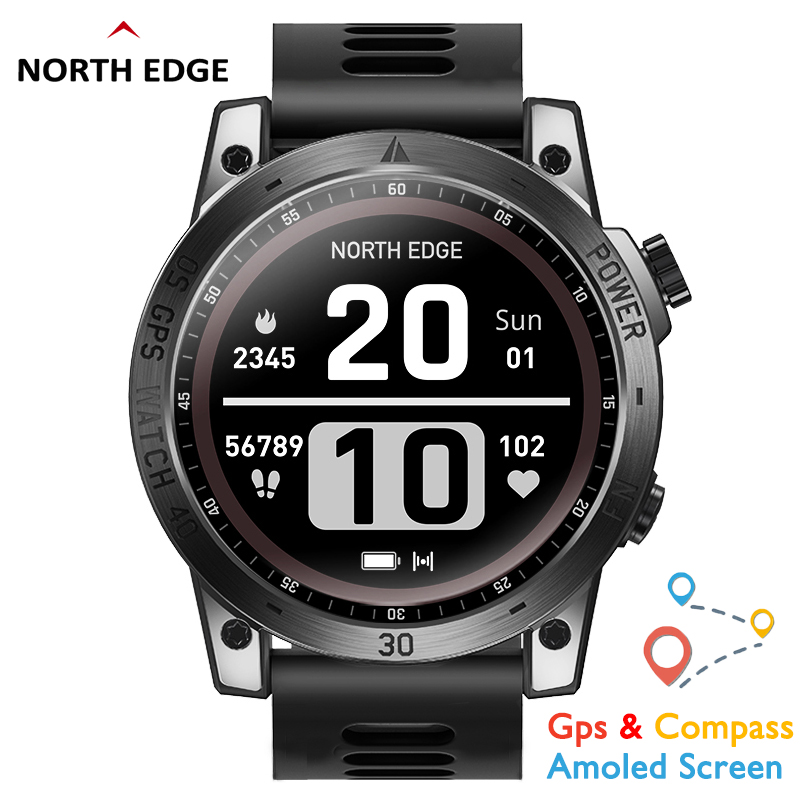 North Edge Cross Fit 3 Gps Horloges Mannen Sport Horloge 1.43 Hd Amoled Display 50M Atm Hoogtemeter Barometer Kompas Smartwatch Voor Mannen