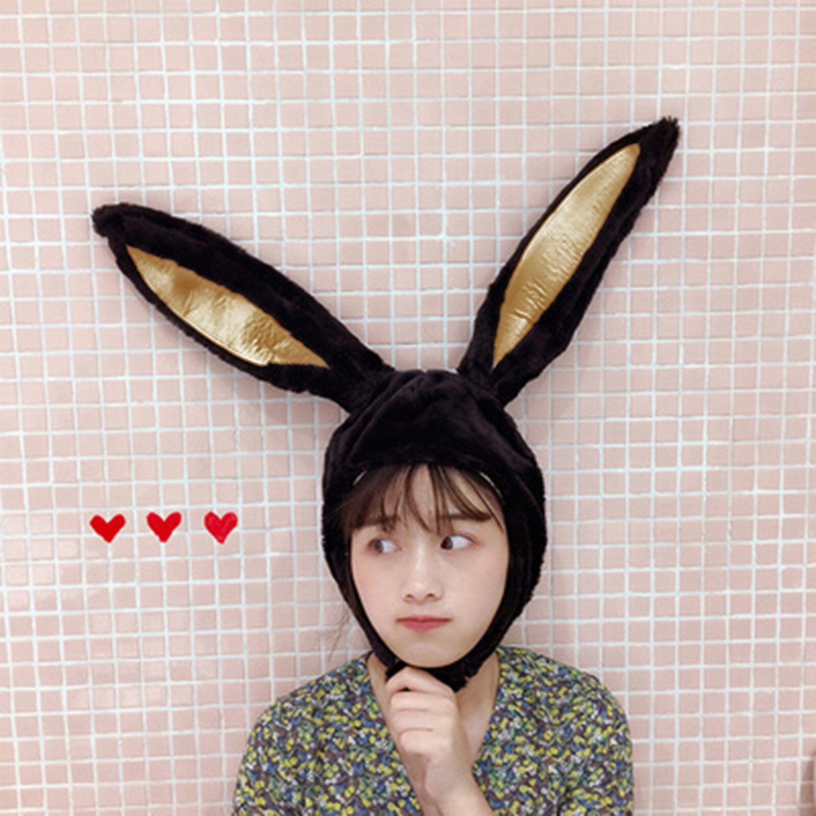 DAIGELO Women‘s Winter Bunny Ears Cartoon Hat Winter Warm Hedging Cap Plush Fun Bunny Ears Hood Lady Costume Hats Warm Soft Cozy