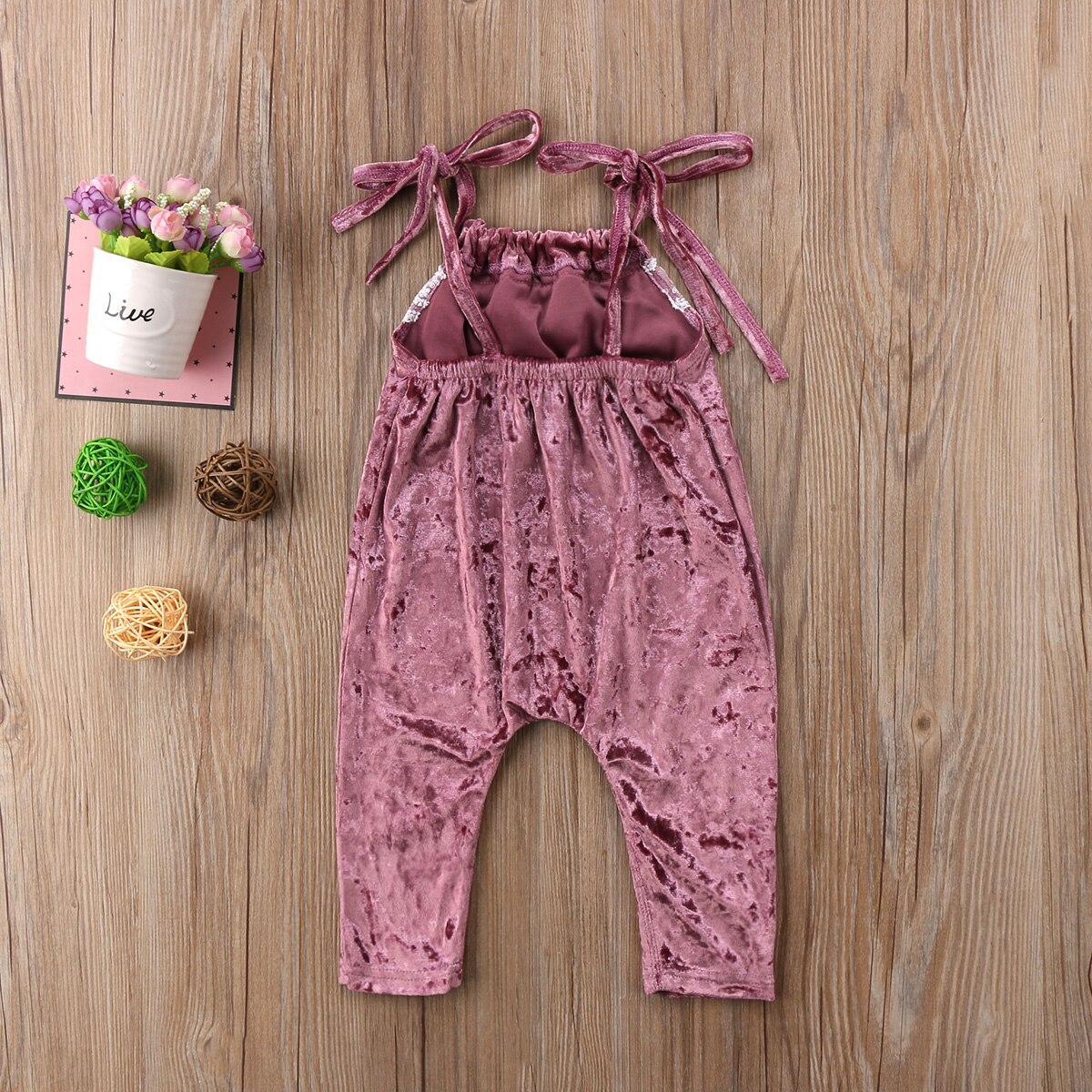 Focusnorm 0-5y baby jenter fløyel romper ermeløs fast belte uformelt sommer jumpsuits antrekk