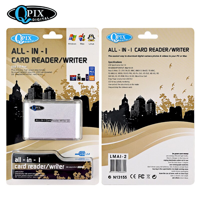 Lector de tarjetas todo en 1 Universal, multilector SDXC inteligente de tarjetas/SDHC/CF, lector de tarjetas de memoria de alta velocidad