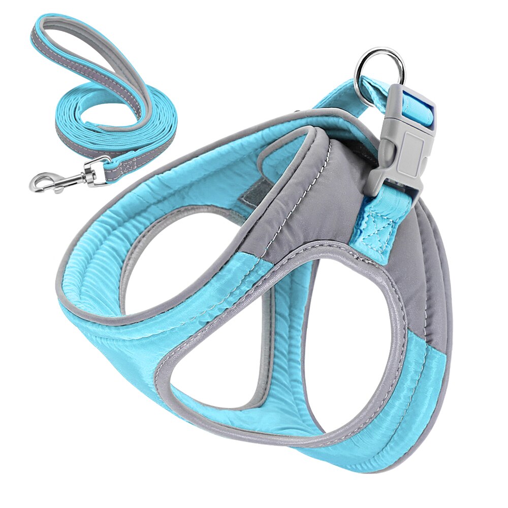 Nylon Kleine Hond Harnas Reflecterende Bull Dog Harness Stap In Flanel Huisdier Pug Harnassen Voor Kleine Middelgrote Honden Blauw Roze xs Sml: Blauw / L