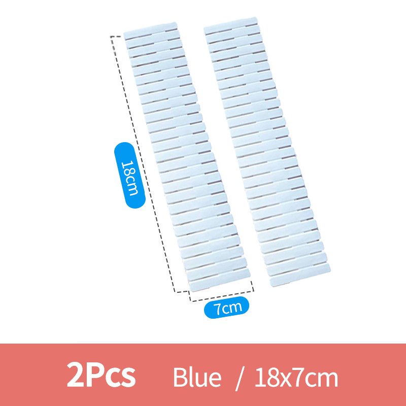 2/4Pcs DIY Adjustable Storage Partition Board Plastic Drawer Divider Free Combination Partition Board Space-saving Division Tool: 2pcs Blue 18x7cm