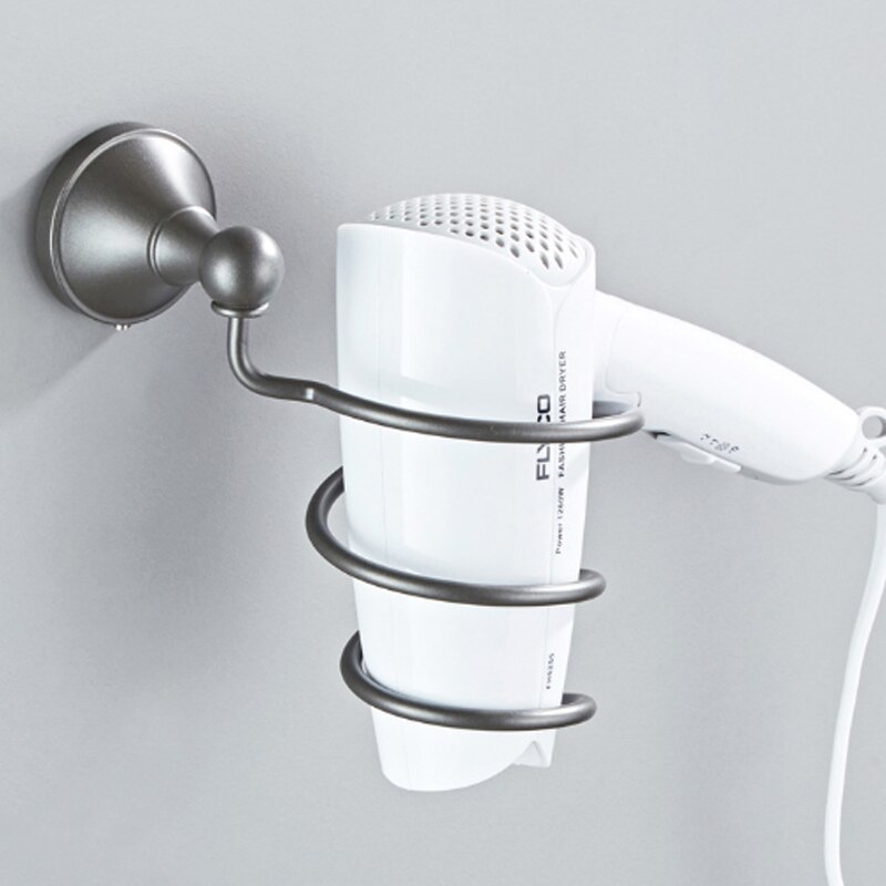 Grey Bathroom Hardware Set Brass Wall Mouted Toilet Brush Holder WC Paper Towel Roll Rack Soap Dish Bath Accessories Equipment: Hair Dryer Holder