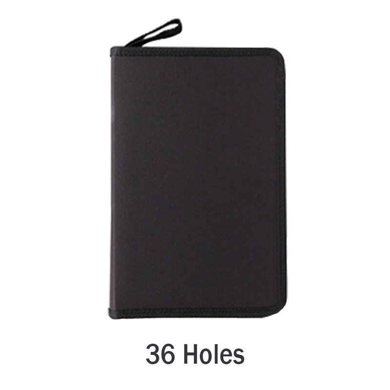 Estuche de tela para lápices de 36, 48 y 72 agujeros, estuche de tela para lápices, bolsa de lápices de Color sólido con cremallera, estuche de bolígrafo para bocetos, escolares para estudiantes: black 36 holes