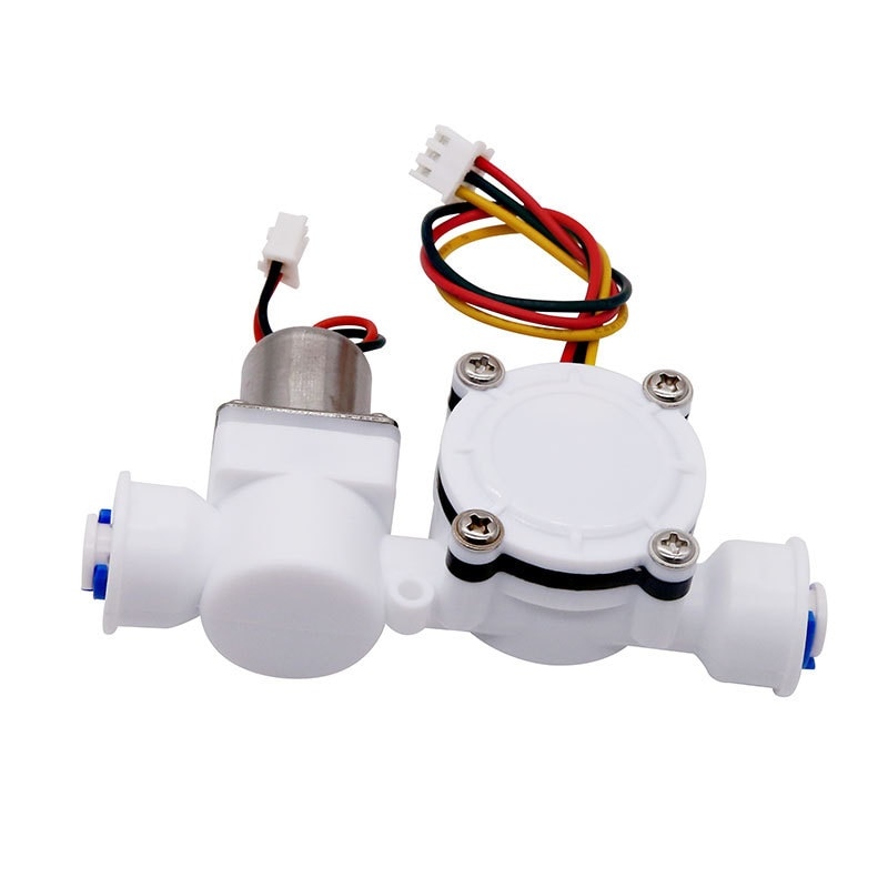 6mm PE quick fit 1/4" Plastic Water Hall Flow Sensor + Solenoid Pulse Valve