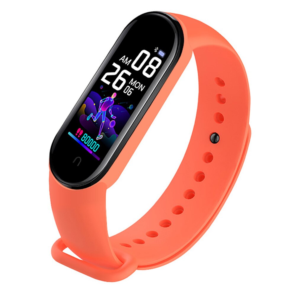 M5 Smart Band Fitness Trcker Sport Bracelet Pedometer Heart Rate Blood Pressure Bluetooth Health Wirstband Weather Smartwatch: Orange