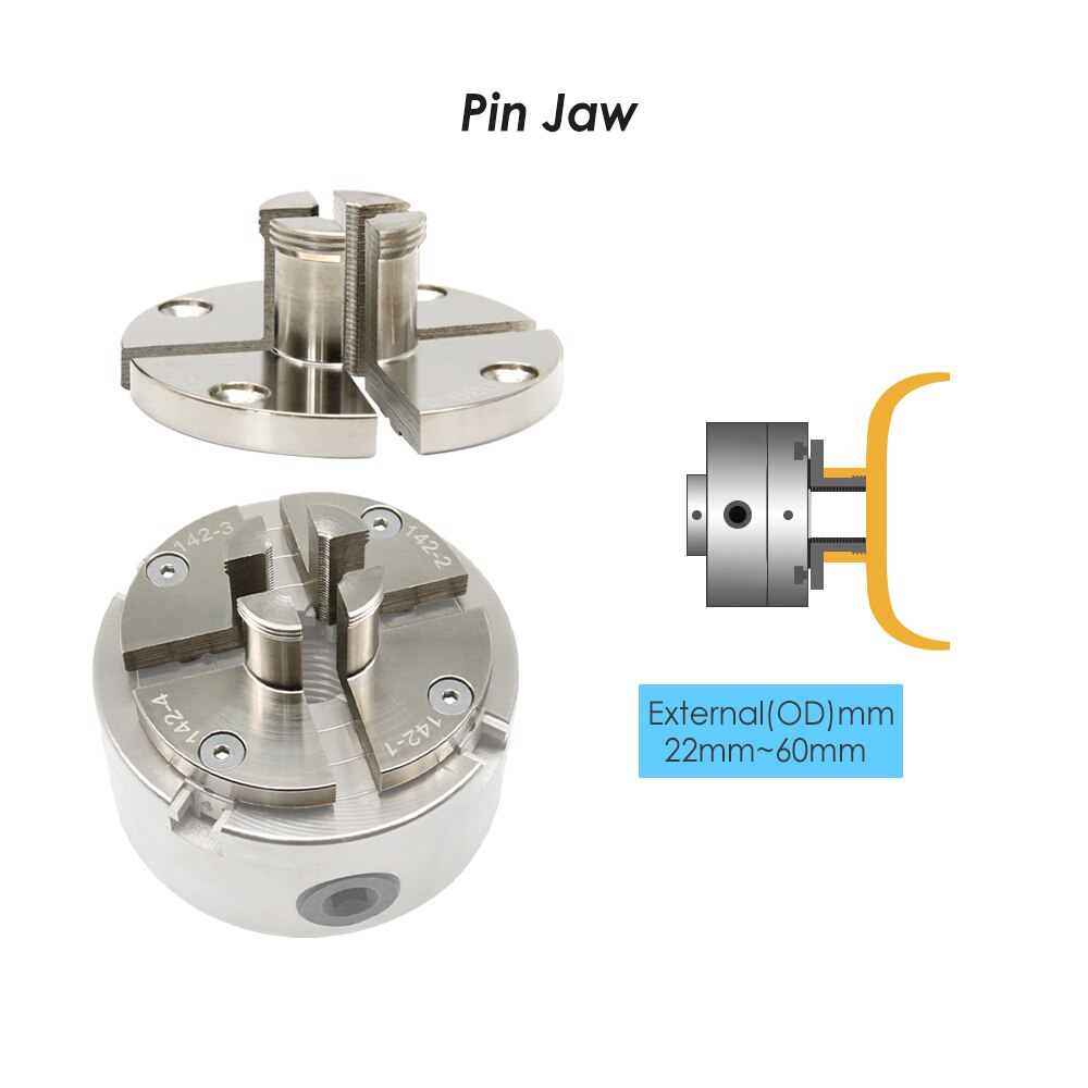 Chrome Plated Step Round Pin Jaw Set Woodworking Turning Accessories for 100mm 4-Jaw Self Centering Wood Lathe Scroll Chuck