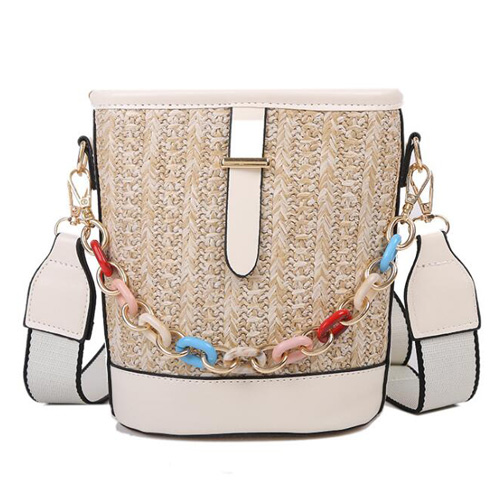 Zomer damestas breien emmer schoudertas casual kleine crossbody tassen chai dames handtassen: Beige