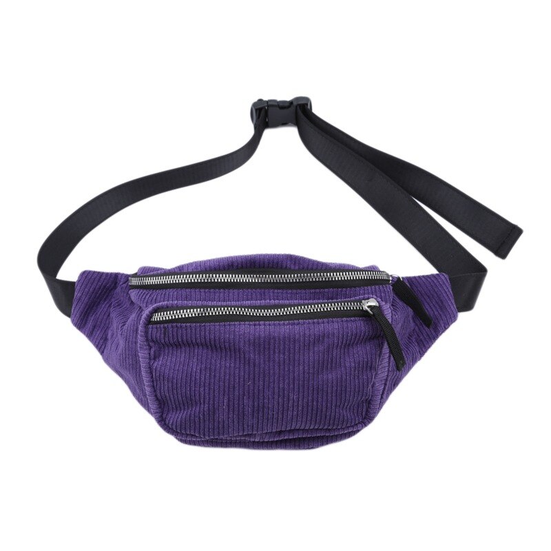 Vintage kordfløyel midjepakke kvinner jenter brystpose beltevesker kvinnelig messenger skulder midjepakke heuptasje: Lilla