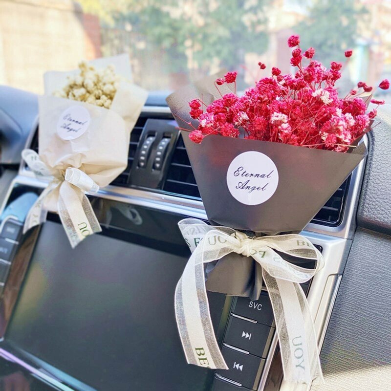 Car Air Freshener Gypsophila Dry Flower Bouquet For Car Air Vent Clip Fragrance Clip Auto Accessories Interior Perfume