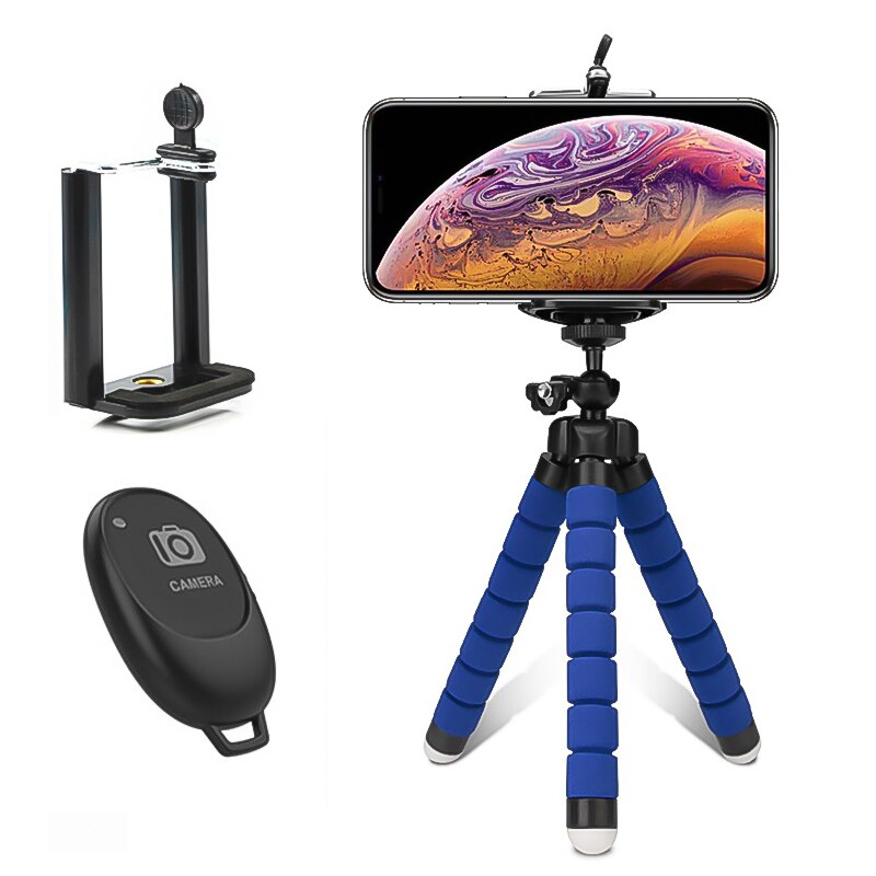 Flexible Octopus Mobile Phone Holder Tripod Stand For Smartphone Camera Bracket Bluetooth Remote Selfie Expanding Stand Mount: Blue B