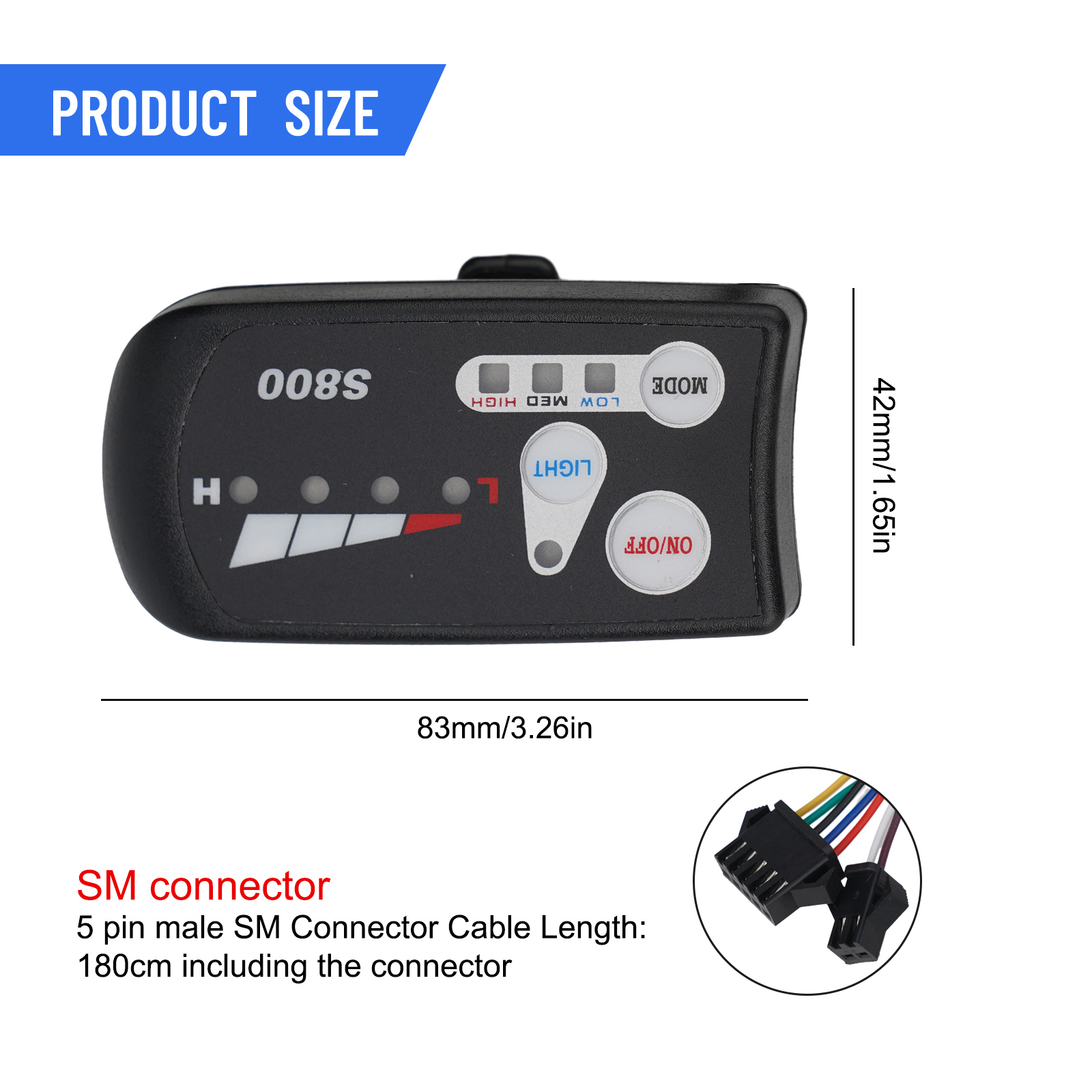 DC 36V 48V Ebike Controller Display Electric Bicycle Display LED Bike Display For Ebike SM With Light Plug Conversion Kit