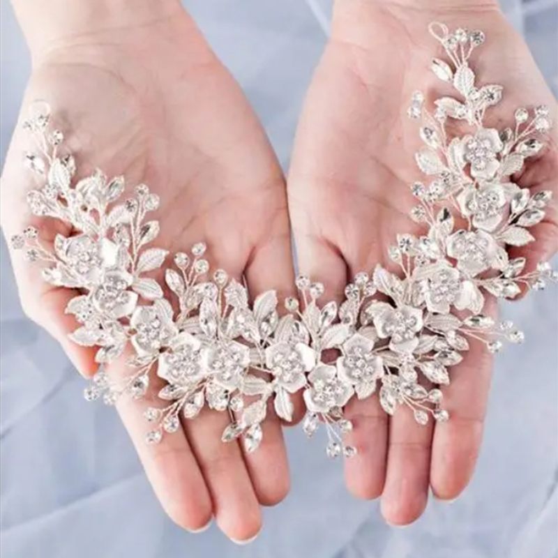 Diademas de cristal transparente de lujo para mujer, enredadera para el cabello nupcial, accesorios de joyas para el cabello de boda, tocado de novia, coronas,: PLATEADO