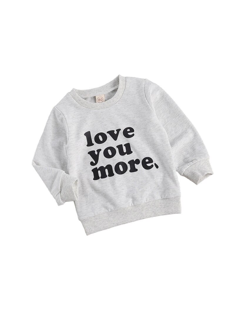 Sweat-shirt à manches longues pour enfants filles et garçons, pull-over décontracté à col rond avec lettre imprimée: WHITE / 120