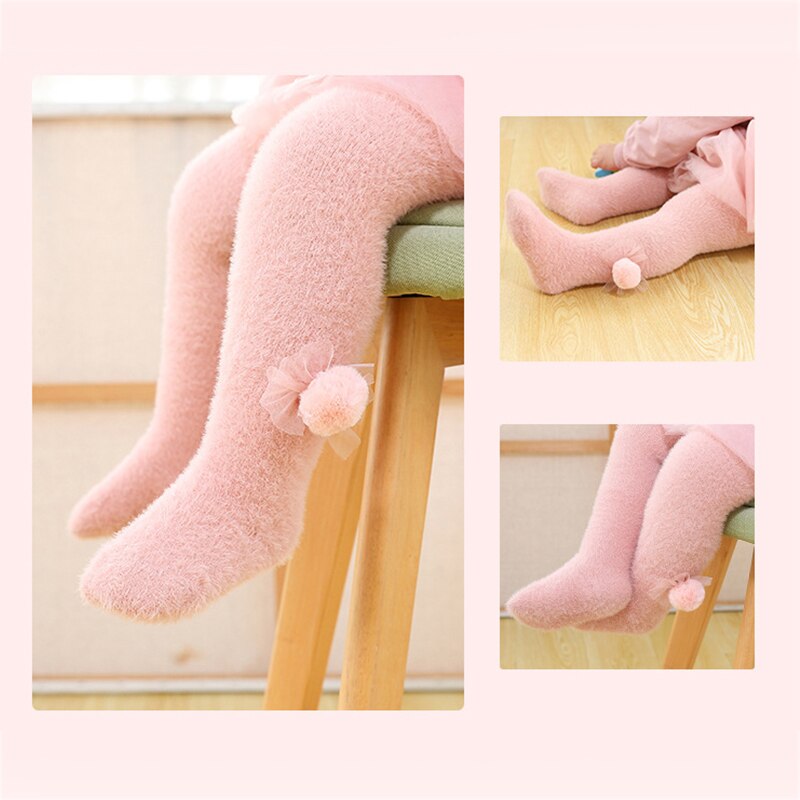 Kevät vauvan sukkahousut lasten tyttöjen sukat pehmustetut sukkahousut lapsille säärenlämmittimet pompom kukka tiukat vauvan likaiset värihousut