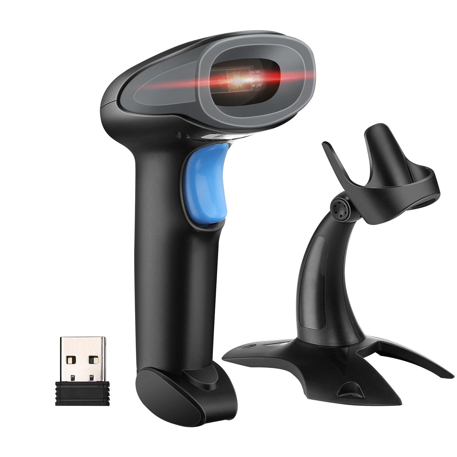 Eyoyo 1D 2D Wireless Barcode Scanner USB Wired Cordless Rechargeable Scanner for Inventory Management,Handheld Bar Code Reader