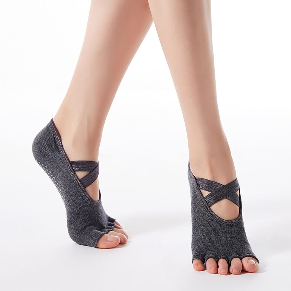 Open Teen Cross-Band Yoga Sokken Vrouwen Anti Slip Katoen Ventilatie Sneldrogende Ballet Professionele Dans fitness Sok Slippers: 03