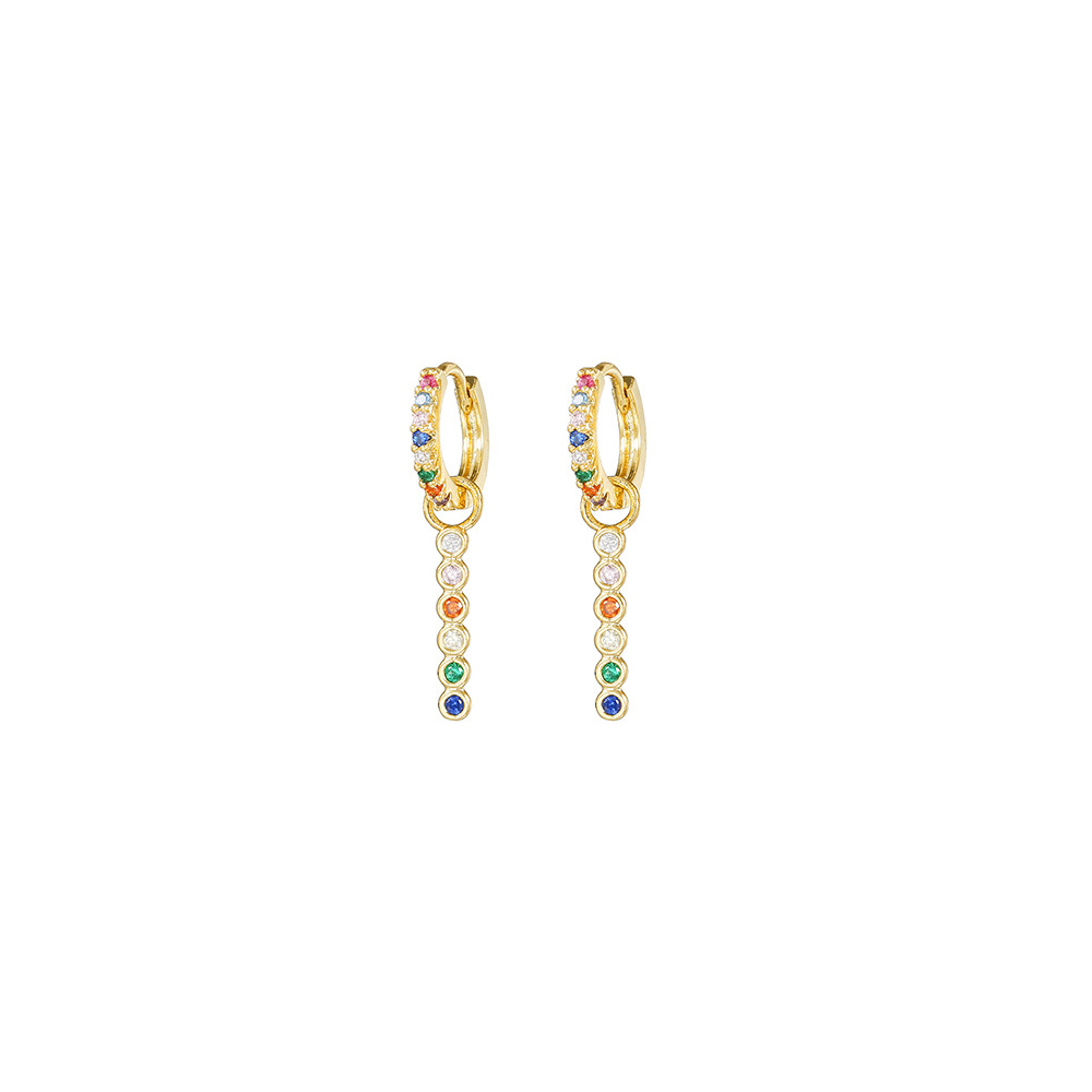 Pendiente de aro de gota de agua de acero inoxidable con circonita roja y rosa de lujo para mujer, joyería Huggie chapada en oro de 18 quilates, pendientes para mujer
