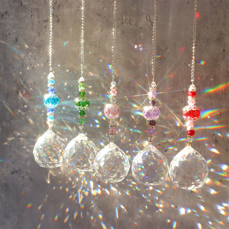 Attrape-soleil lustre en cristal décor boule de vitrail suspendu pendentif capteur de lumière réfléchissant maison jardin cour décor