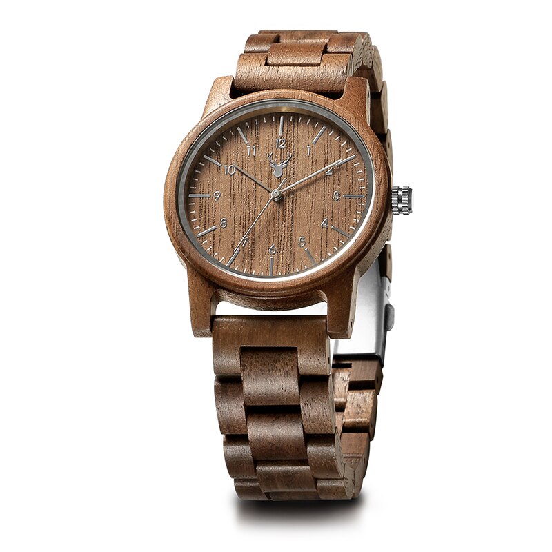 LeeEv Hout Horloge voor Mannen Vintage Houten Quartz Horloge voor Man Geen Logo: Tan