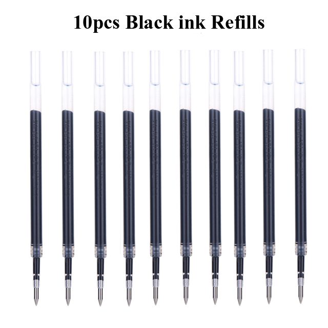 Xiaomi Mijia-Bolígrafo ligero para escritura fluida, boli de pulsación de 0,5mm con recambio de núcleo, disponible en color azul, rojo y negro, ideal para el trabajo, pluma original: 10pcs Black Refills