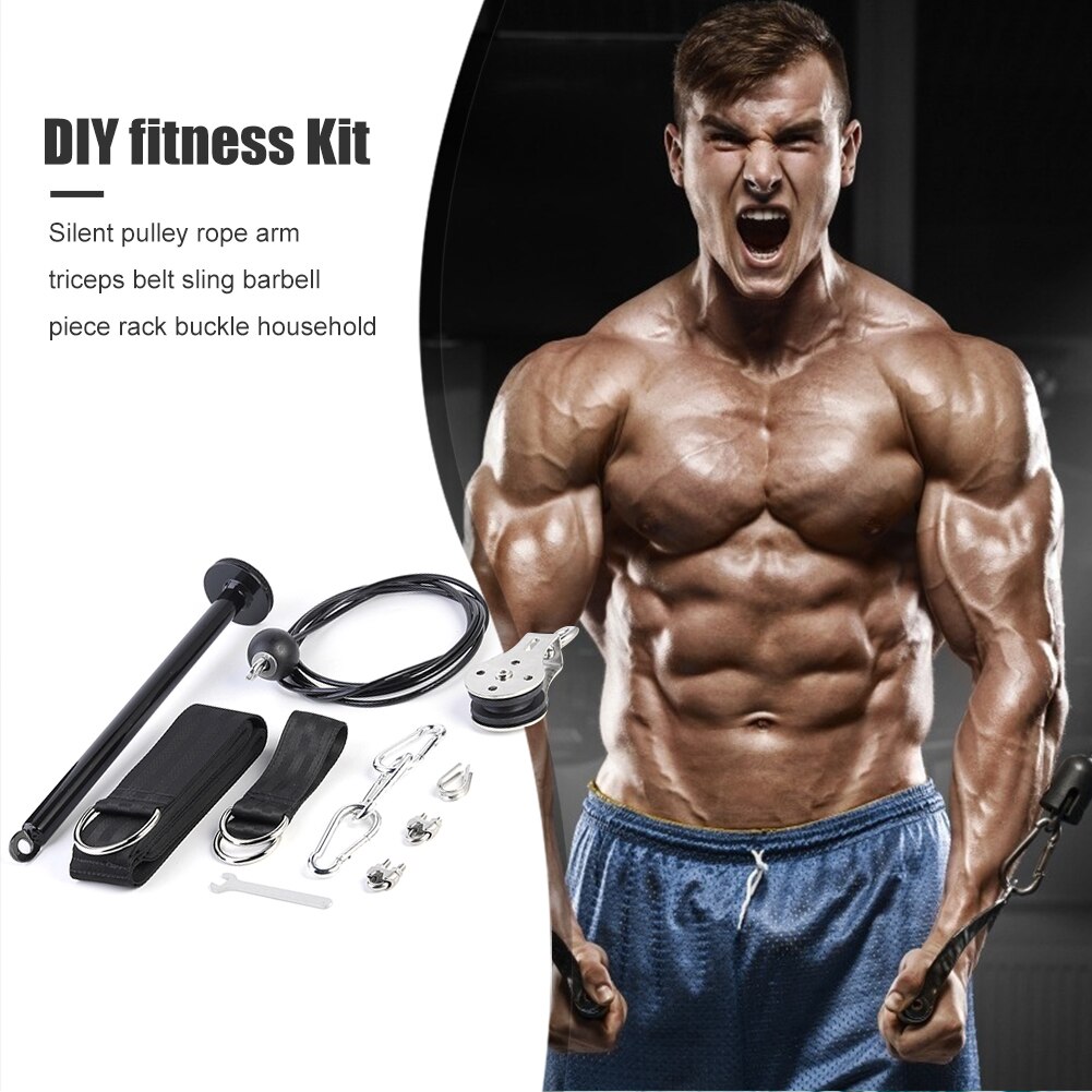 Fitness DIY Gym Pulley Cable Machine Attachment System Loading Pin Lifting Workout Arm Biceps Triceps Hand Training Equipment
