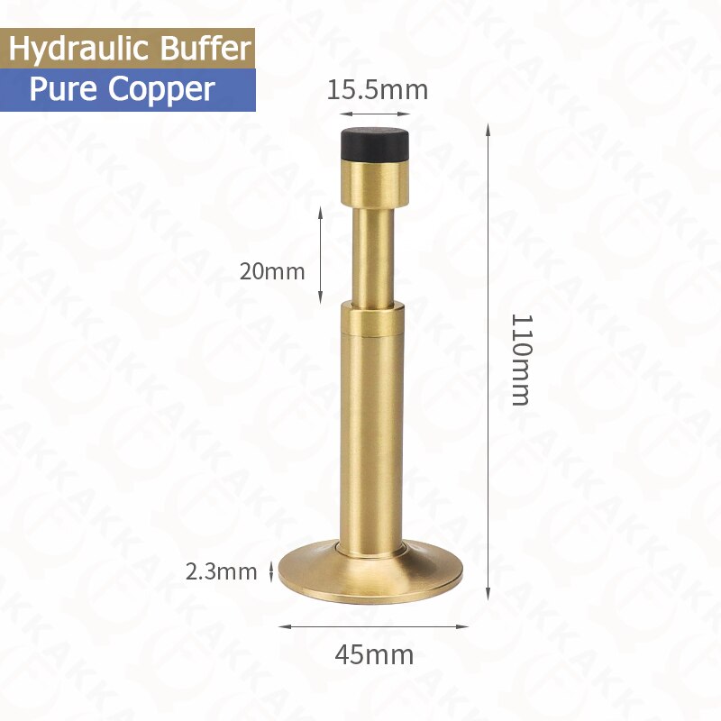 KAK-Tope de puerta silencioso hidráulico de cobre puro, Tope de puerta de piso, parachoques montado en la pared, Hardware táctil de puerta no magnético: Copper Buffer Gold