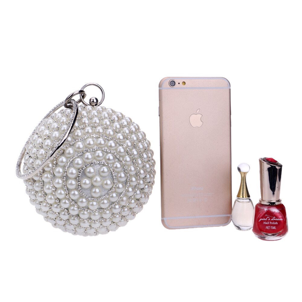 De cristal de lujo de estilo hecho a mano diamantes de imitación perla mujeres noche bolsas de de señora de boda embragues bolsos