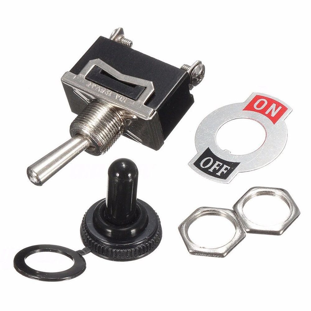 Heavy Duty Aan/Uit Kleine Spst Tuimelschakelaar Miniatuur + Waterdichte Hoes 12V Rocker Auto Producten Interieur Onderdelen start Stop Knop: Default Title