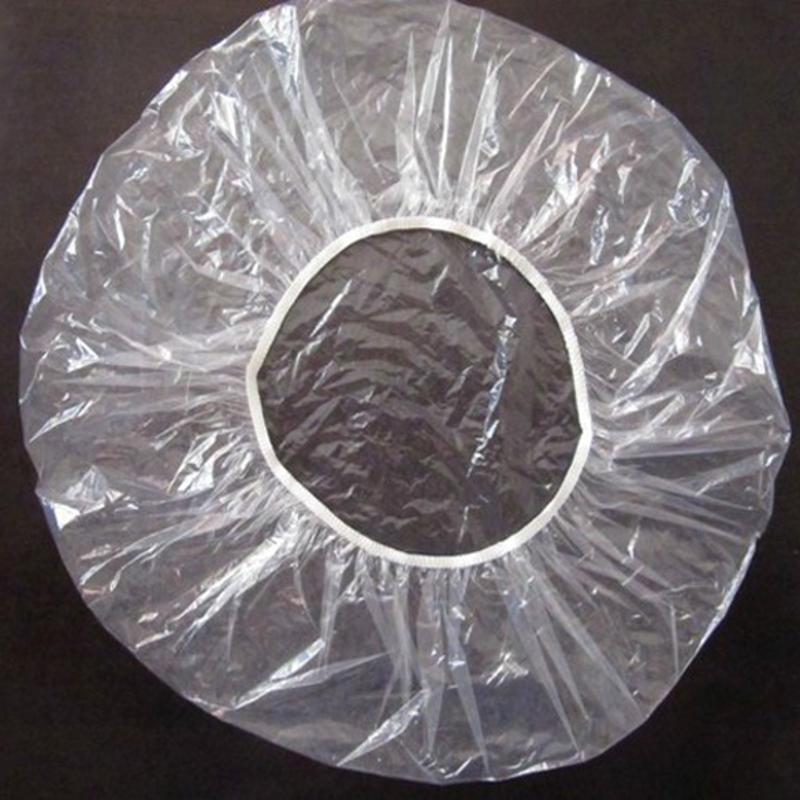 100 stuks/pak wegwerphoed hotel eenmalige elastische douche badmuts transparante kapsalon badkamerproducten anti-stof hoed badmutsen