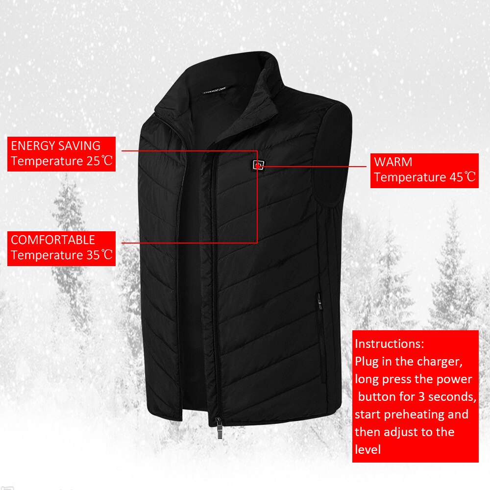 Riscaldamento Maglia Lavabile di Ricarica Usb Riscaldamento Caldo Della Maglia Flessibile Elettrico Abbigliamento Termico Gilet per Lo sport scarpe Da trekking