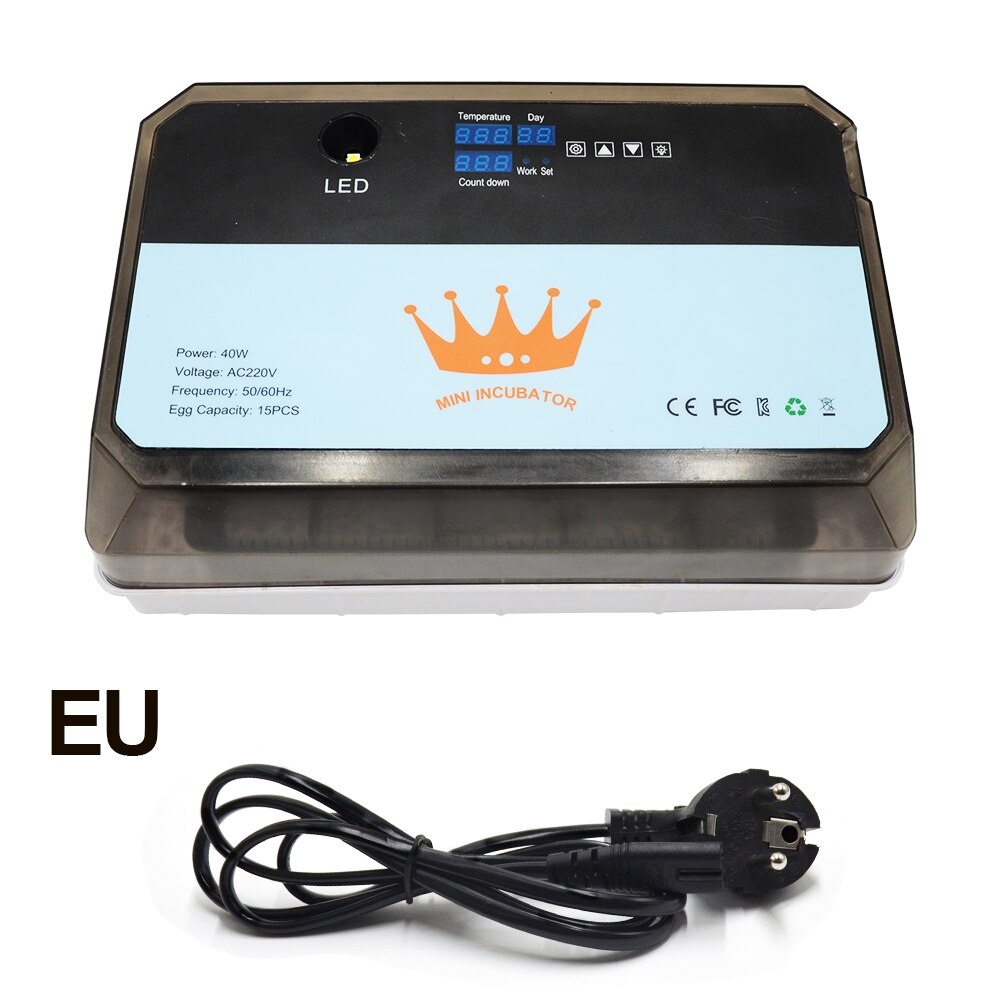 15 Egg Fully Automatic Incubator Automatic Brooder High Hatching Rate Hatchery Equipment Chicken Incubator Quail Brooder: EU Plug