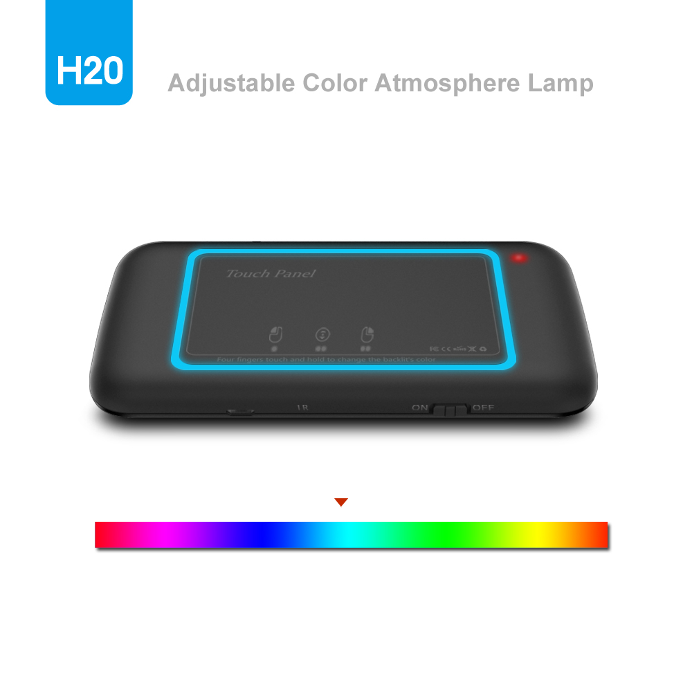 H20 Mini Draadloze Toetsenbord Backlight Touchpad Air Mouse Ir Leunend Afstandsbediening Voor Andorid Box Smart Tv Windows Pk H18 plus