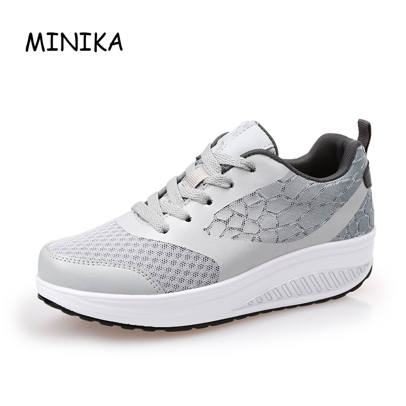 Oulan, , zapatos de Swing de malla para chica, zapatillas deportivas con cordones, 7, zapatillas deportivas baratas para mujer, zapatillas cómodas azules Ayakkabi: Grey / 4