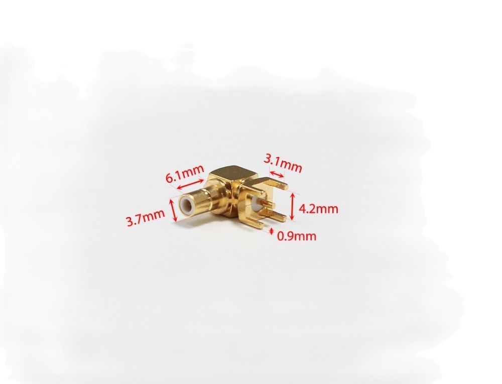 1pc SSMB Male Plug RF Coax Convertor Connector PCB Mount With Solder Post Right Angle Goldplated