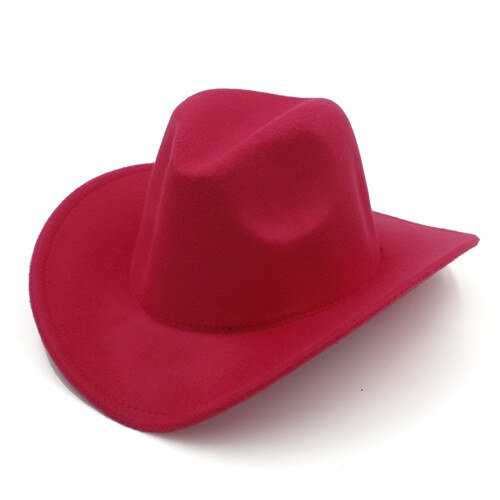 100%  uld vinter efterår børn følte western cowboy hat til pige dreng cowgirl cap jazz hat sol hat toca sombrero cap 12: Rosenrød
