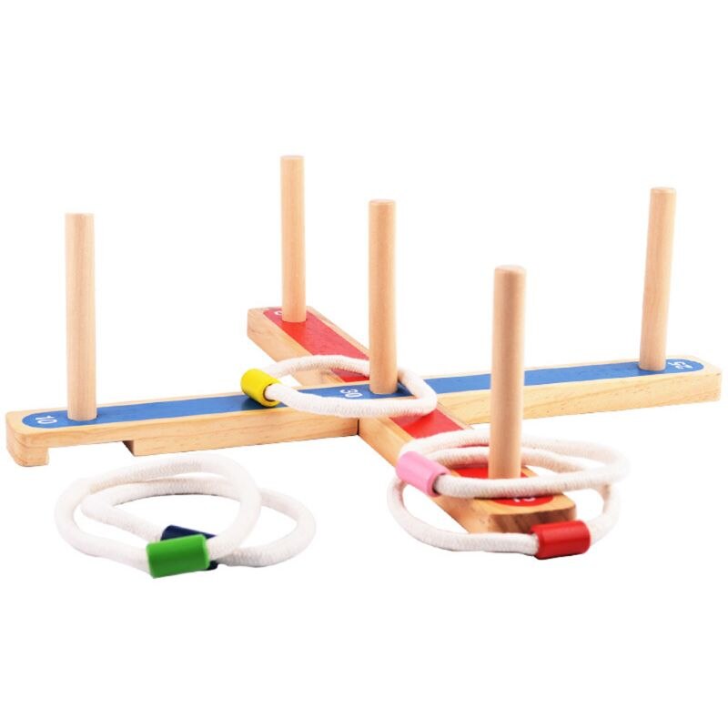 Gadgets GARDEN/OUTDOOR ROPE QUOITS & WOODEN PEGS THROWING GAME Family Pegs And Rope Toss Game