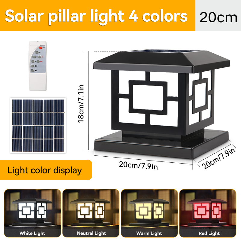 LED Solar- Säule Licht wasserdichte Solar- leuchten mit Fernbedienung 4 Farben Außen beleuchtung für Gartenzaun Veranda Solar- lampe: Mond blau / 6-10W