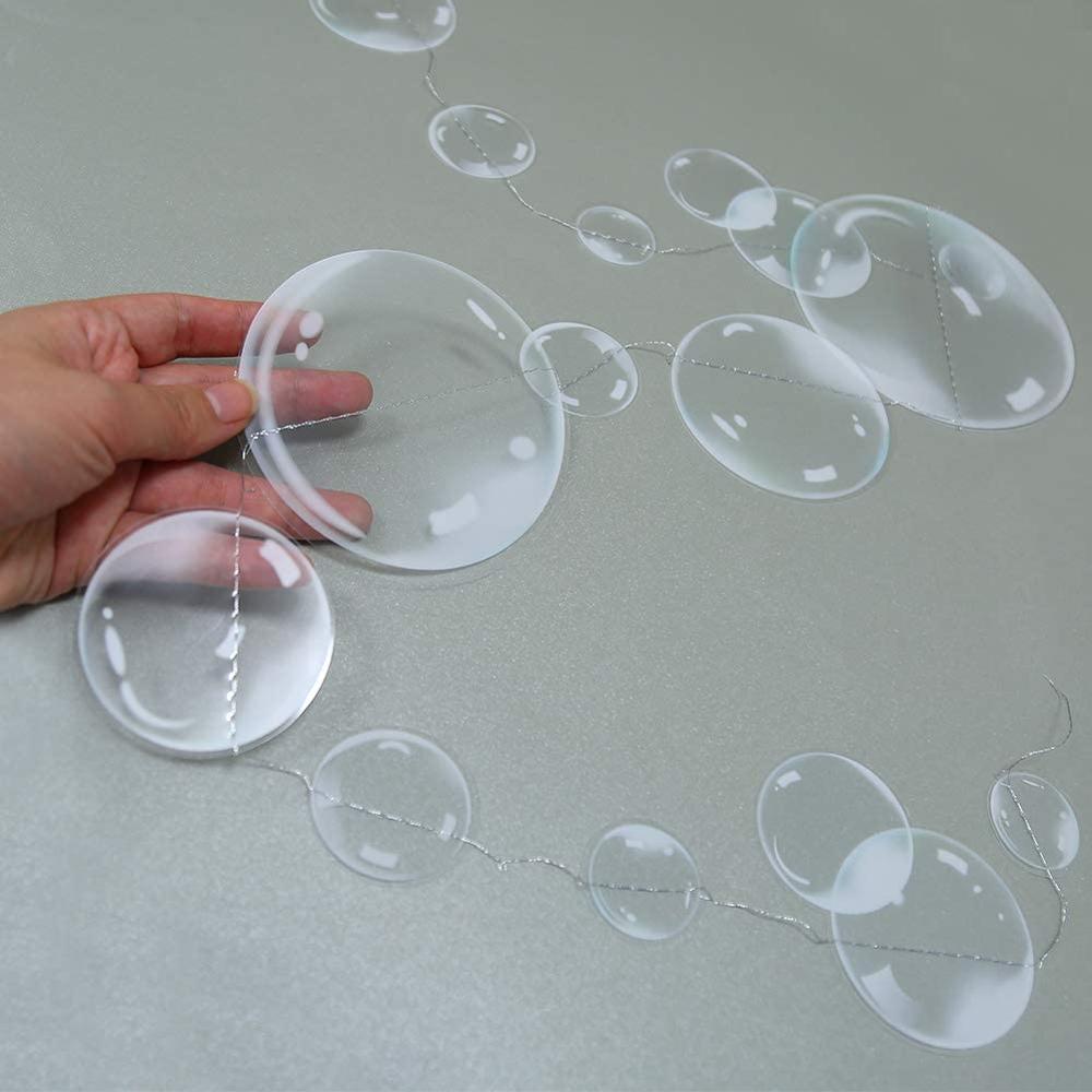 Fest med havstema hängande genomskinlig regnbågsfärg bubbelgirlanger 3d fiskar till sjöjungfrun under havet födelsedagsdekorationer: 2 st vita girlanger