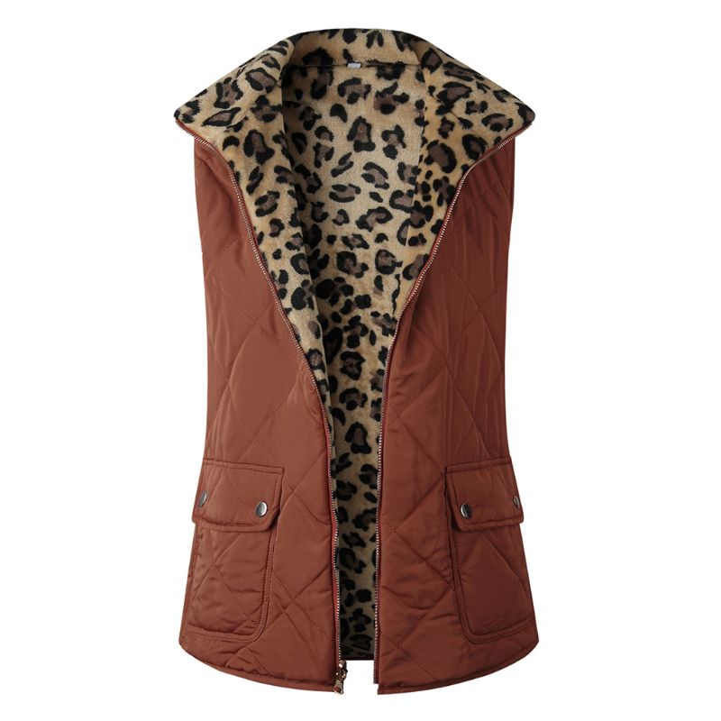 Vrouwen Mouwloze Fleece Jacket Winter Vest Vrouwelijke Slanke Omkeerbaar Vest Winddicht Warm Vest: CM / S