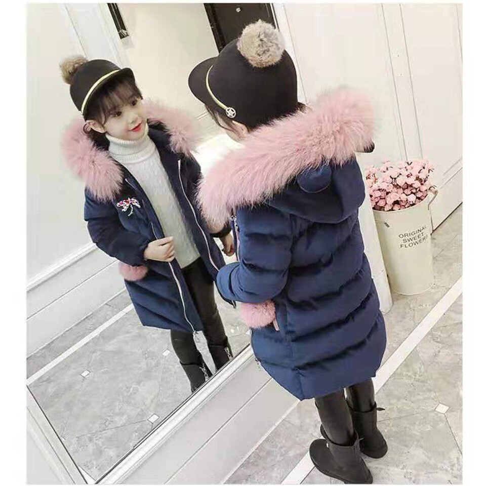Blå/rosa farge vinterjakke parkas til jente frakker alder 3-12 år barn klær snø slitasje barn baby jente yttertøy